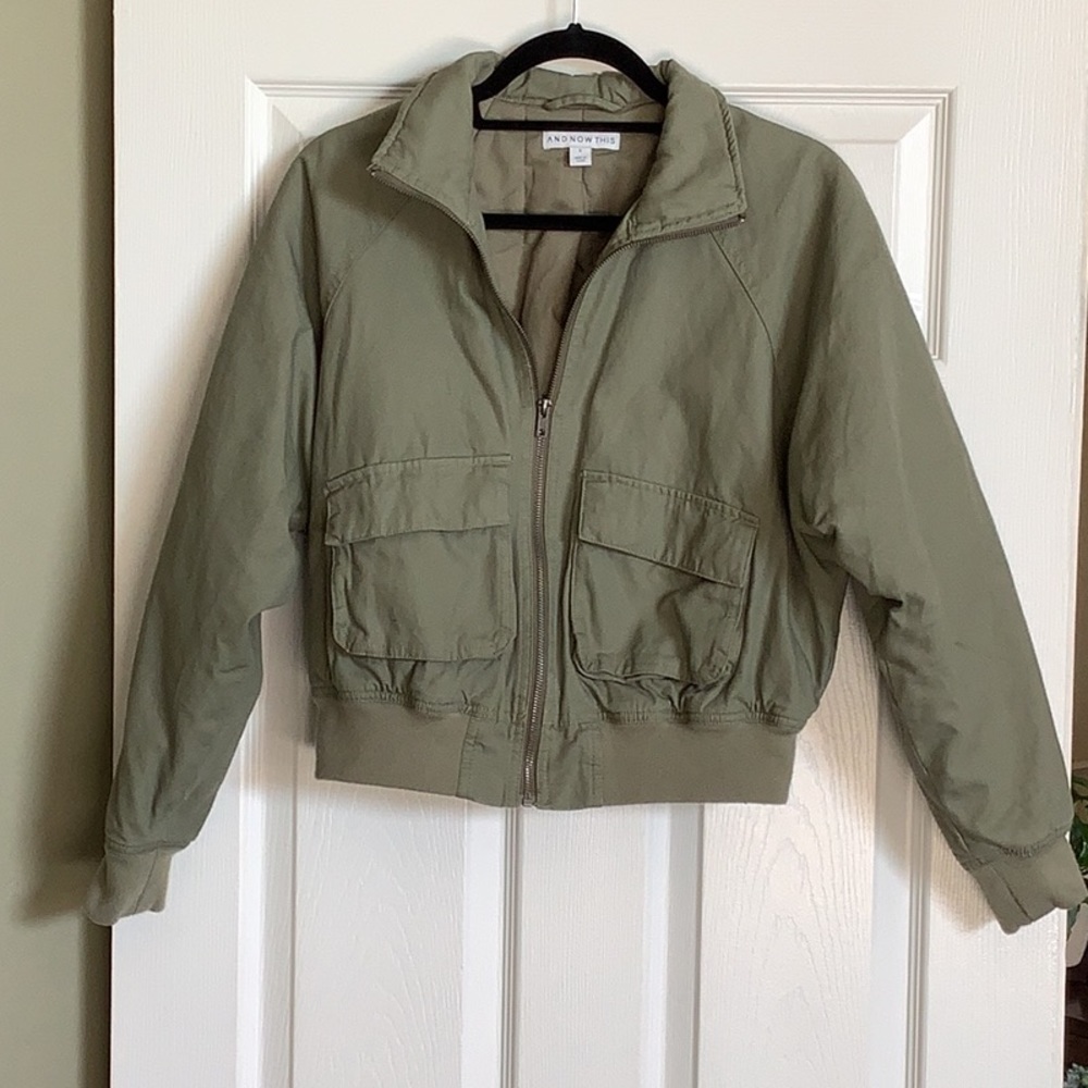 Green denim jacket